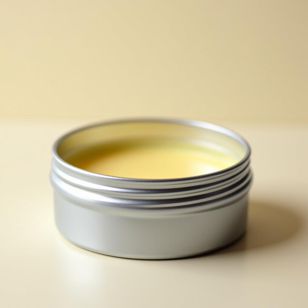Kamillen-Handbalsam in einem Aluminiumtiegel.